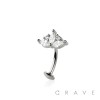 MULTI CZ MARQUISE FLOWER TOP 316L SURGICAL STEEL THREADLESS FLOATING BELLY BUTTON RING